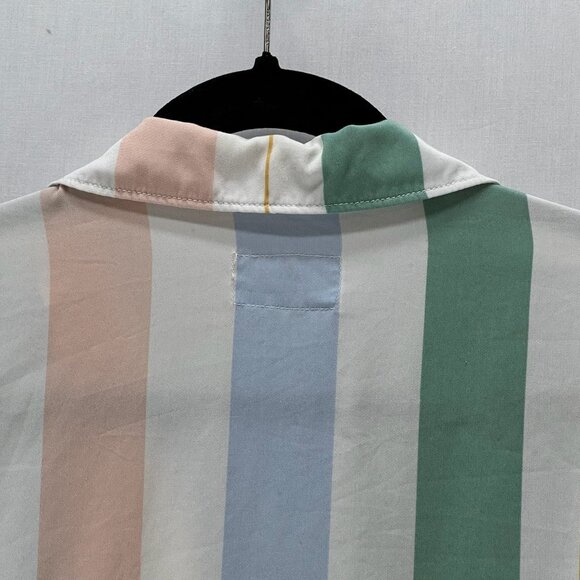Marine Layer Doze Resort Shirt Womens XS Short Sleeve Pastel Striped Multicolor - Picture 6 of 9